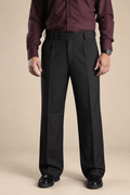 Black Straight-Fit Single-Pleat Pant