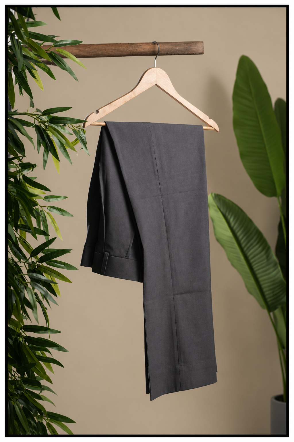 Stone Gray Straight-Fit Single-Pleat Pant