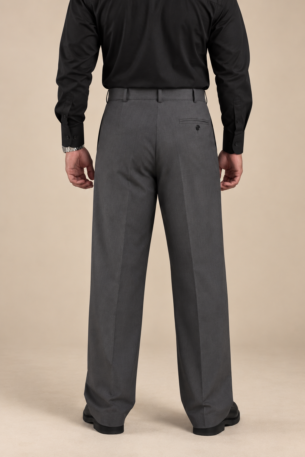Stone Gray Straight-Fit Single-Pleat Pant